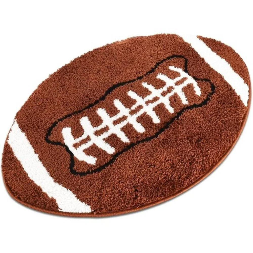 New 32 x 20In Football Rug, Non-Slip Microfiber Aesthetic for Entry & Home Decor
